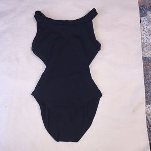 Black strappy-backed leotard